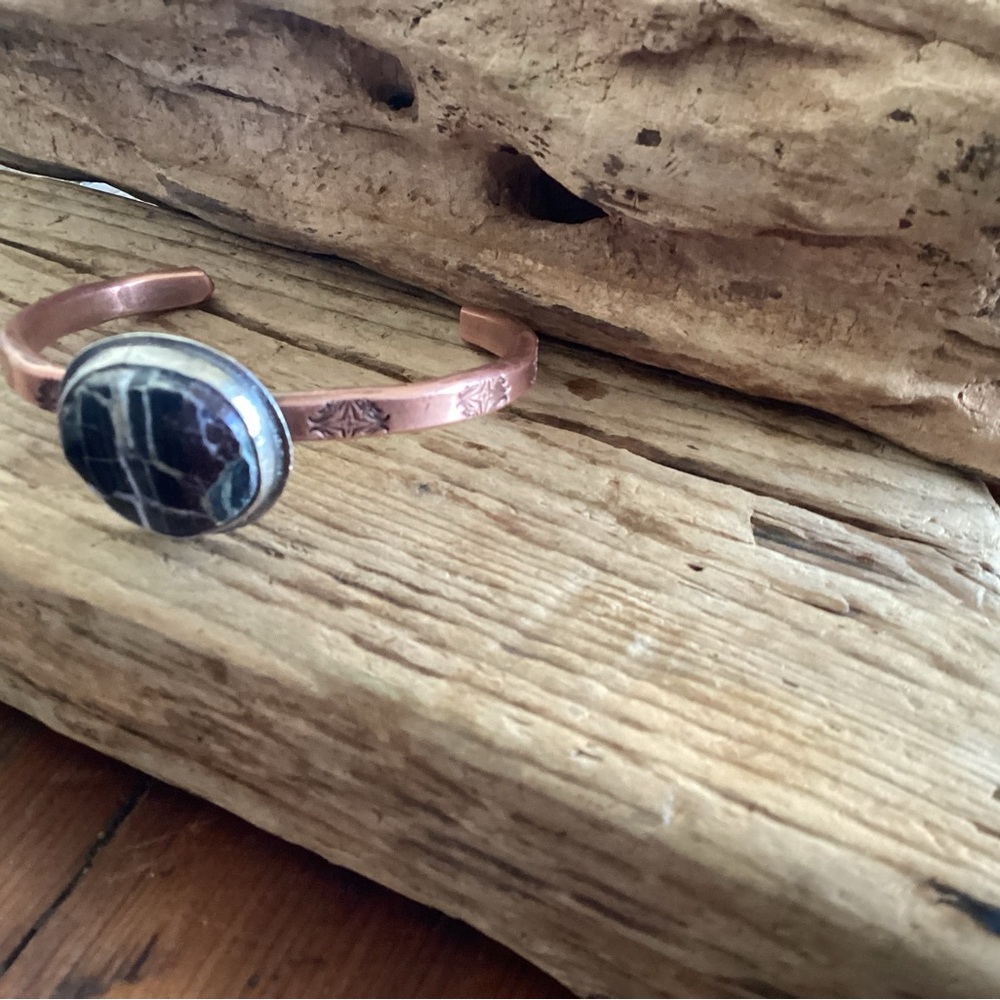Copper Cuff and Sterling Silver Cuff Bracelet - Picture 4 of 6
